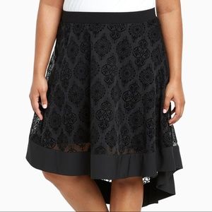 NWT Burnout Velvet A-Line High Low Midi Skirt